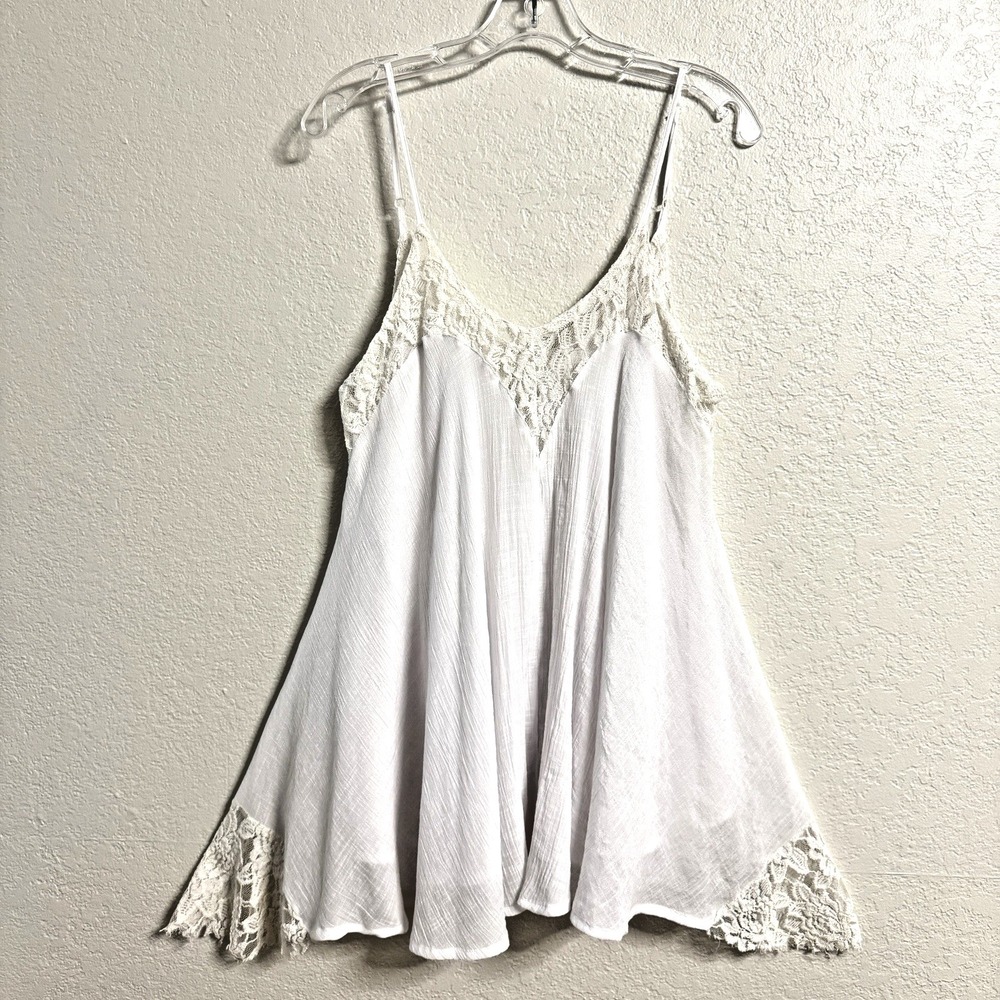 Poetry Tank Top Womens Small White Lace Boho Flowy Festival Summer